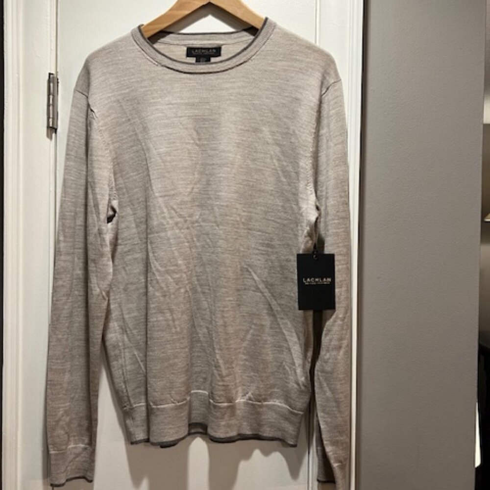 Lachlan 100% Merino Wool Knit Raglan Long Sleeve Sweater, NWT, Sz L